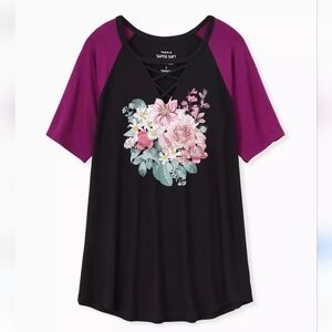 Torrid supersoft floral raglan tunic tee sz 4X